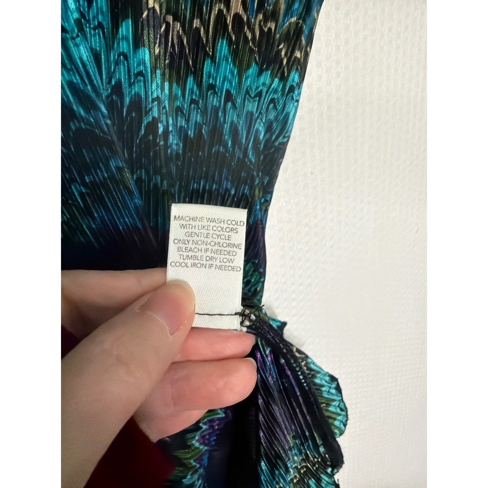 Christopher & Banks Chevron Plisse Cowl Neck Sleeveless Top Teal Purple Large - Picture 8 of 10